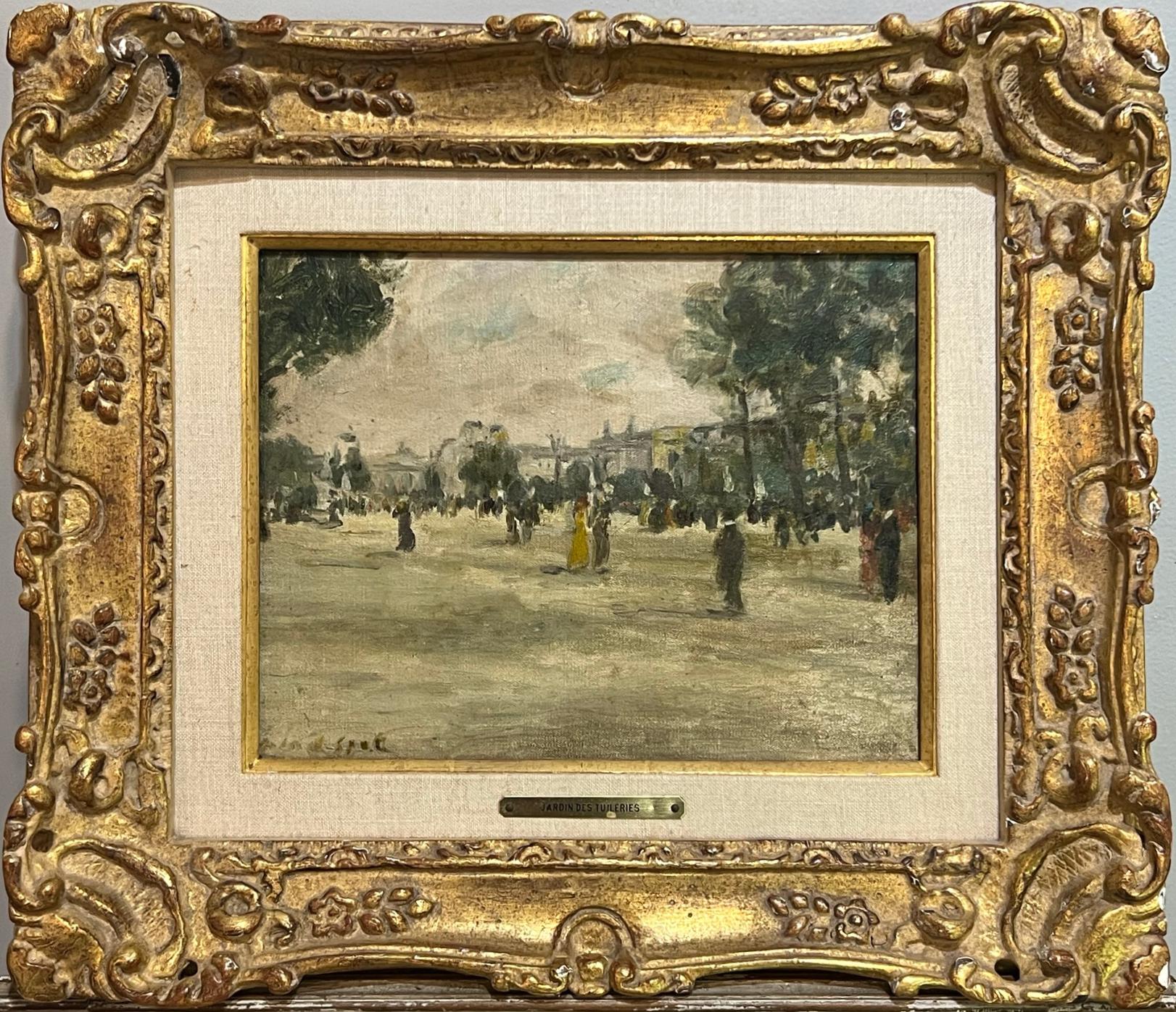 Gabriel Spat Landscape Painting – Französischer Impressionismus Pariser Park JARDIN DES TUILERIAS