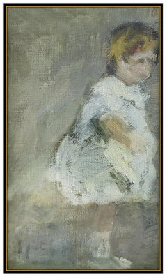 Gabriel Spat Original Painting Oil on Canvas Board Signed Child Portrait Artwork