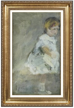 Gabriel Spat Original Painting Oil on Canvas Board Signed Child Portrait Artwork