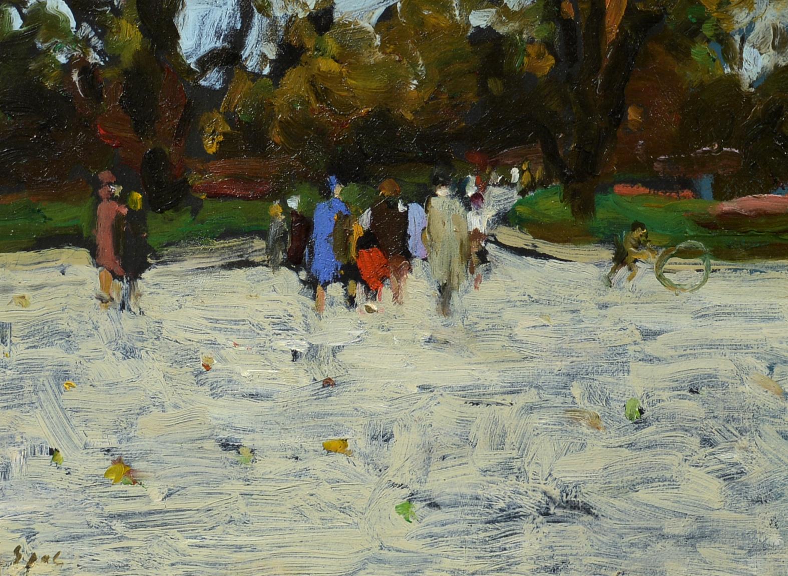 "Luxembourg Gardens," Paris, French Impressionist, Oil, Early 20th Century
