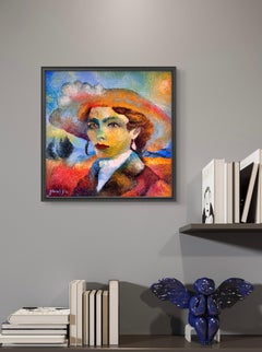 "Lady Gogh", Textured And Colourful Oil Painting On Canvas, Petrino Style