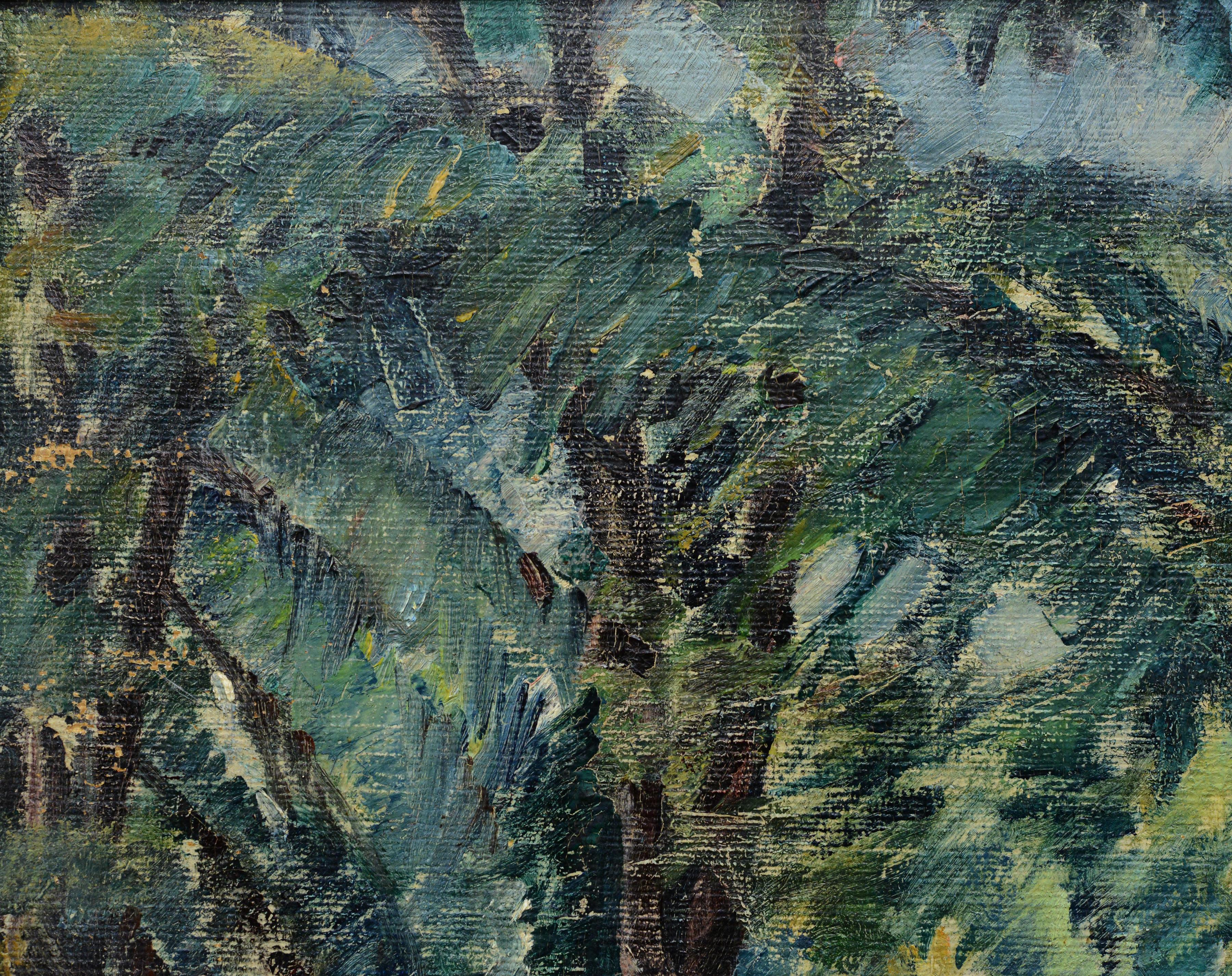 1915 Original Swedish Post Impressionist Oil Painting Park Scene Framed Signed For Sale 1