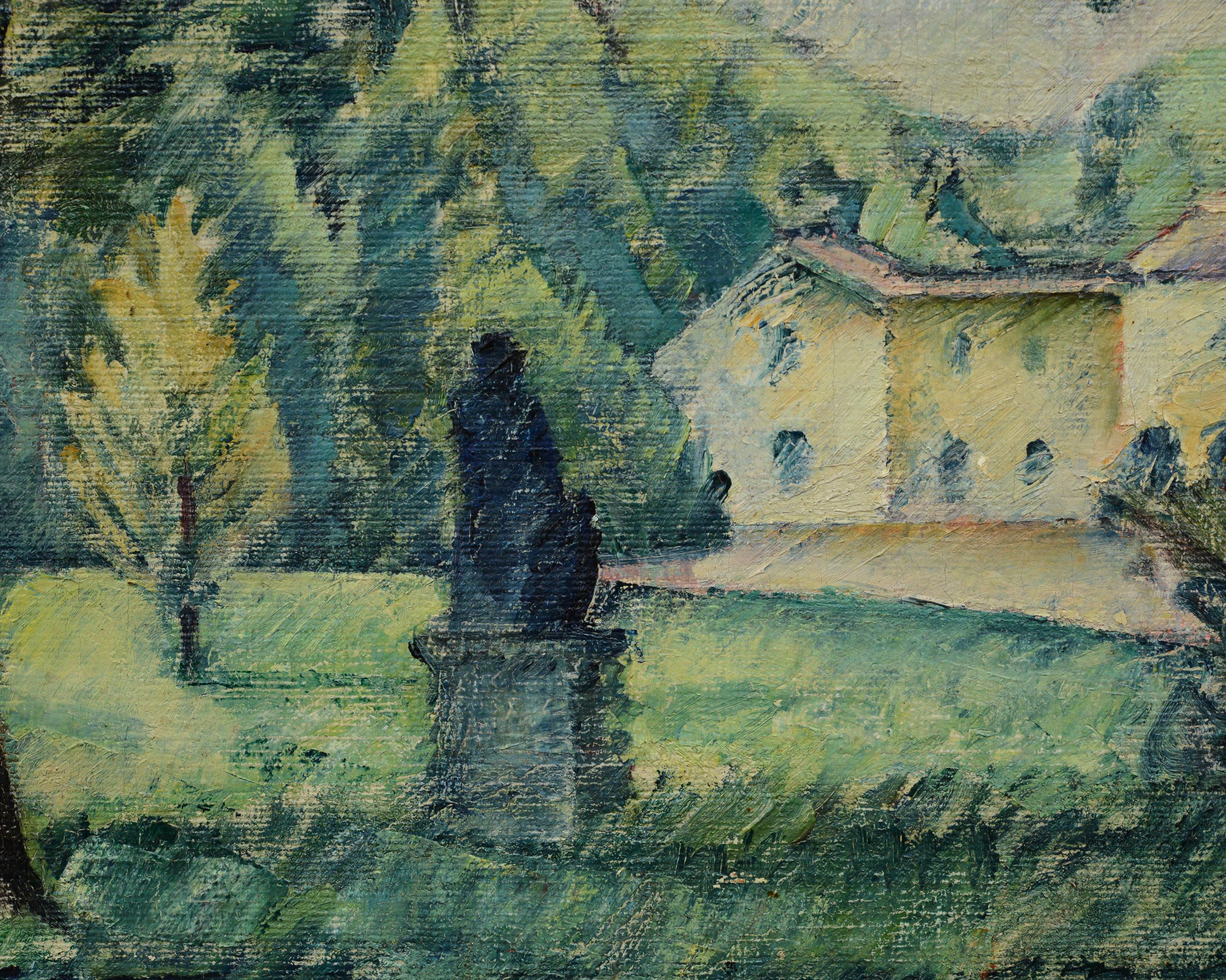 1915 Original Swedish Post Impressionist Oil Painting Park Scene Framed Signed For Sale 2