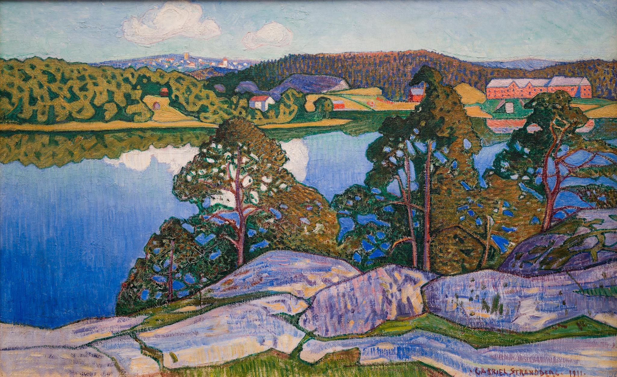 Landscape from the West of Norrland, 1911 - Painting by Gabriel Strandberg 