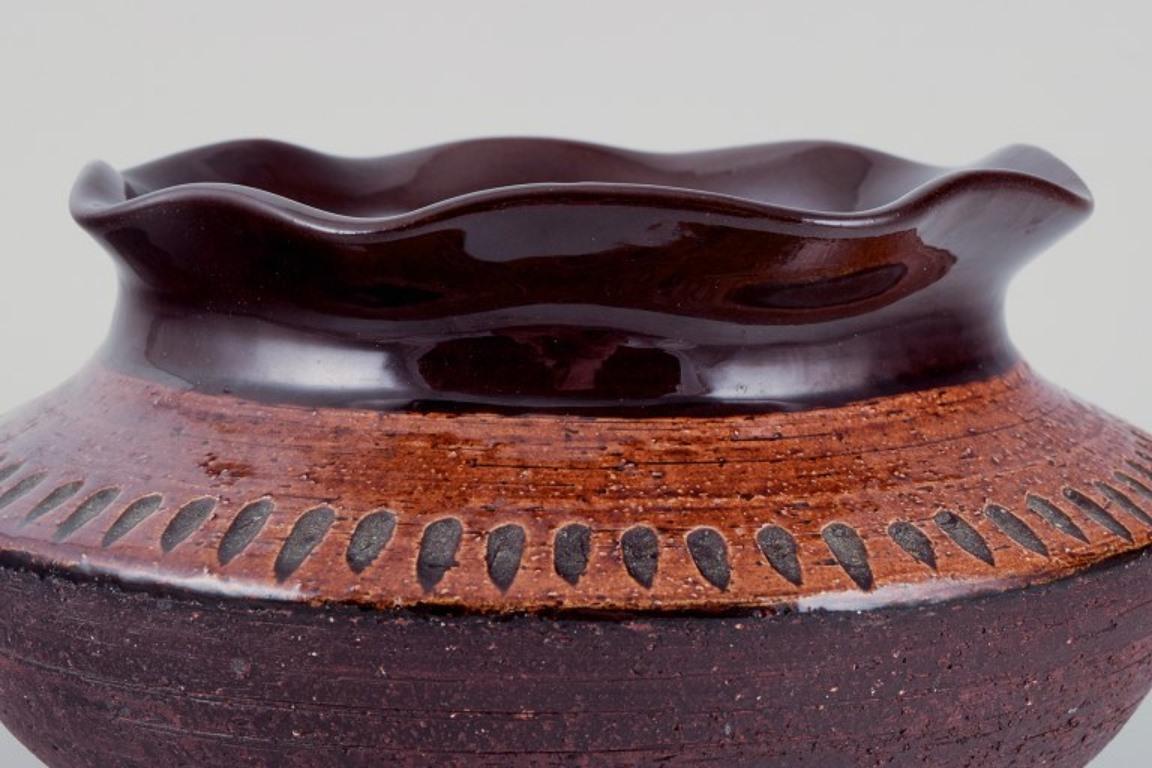 Late 20th Century Gabriel, Swedish ceramic workshop. Large ceramic vase. Glaze in brown tones.  For Sale