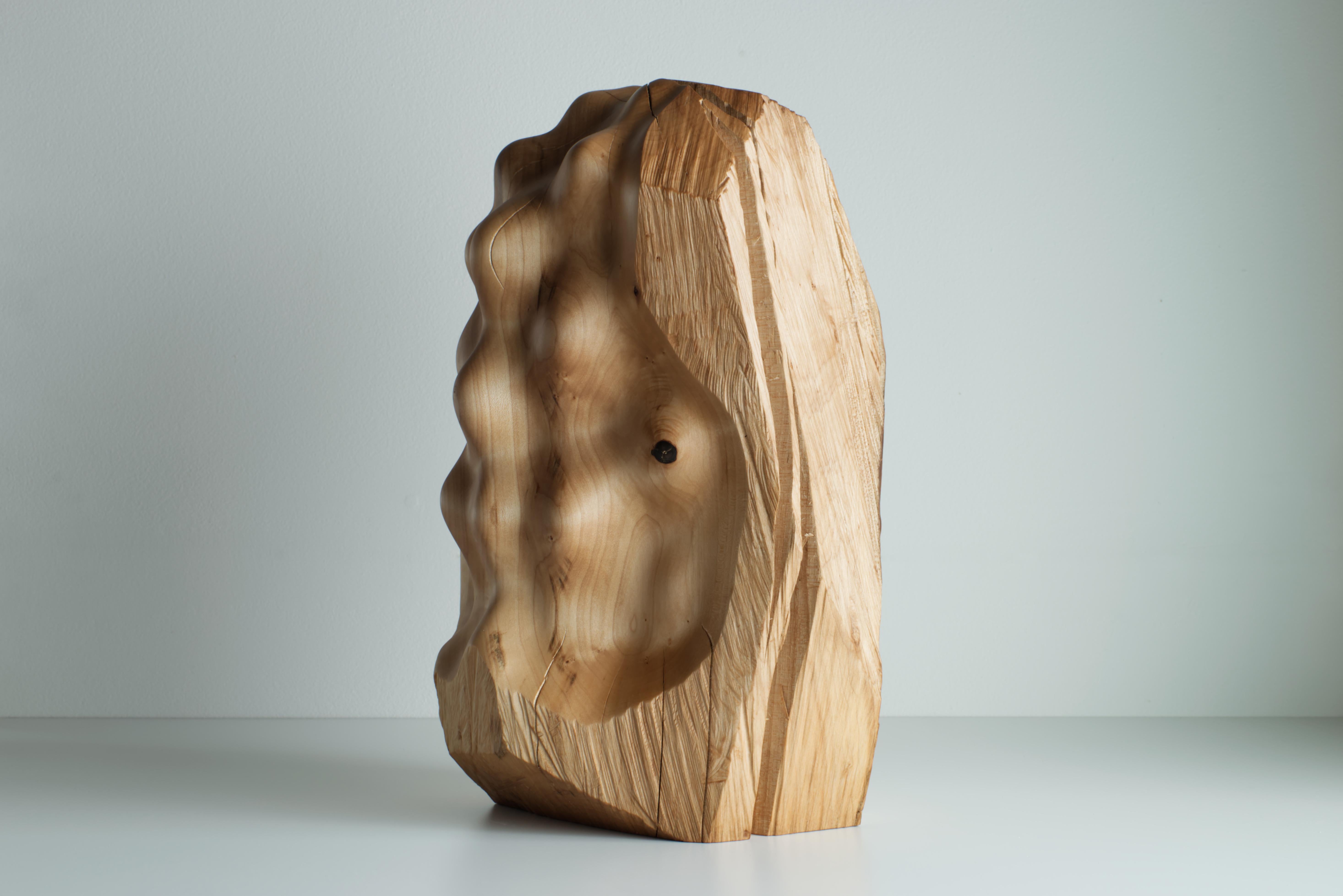 Gabriel Tarmassi Abstract Sculpture - Duality (sculpture, wood, organic, dynamic, natural, brutalistic)