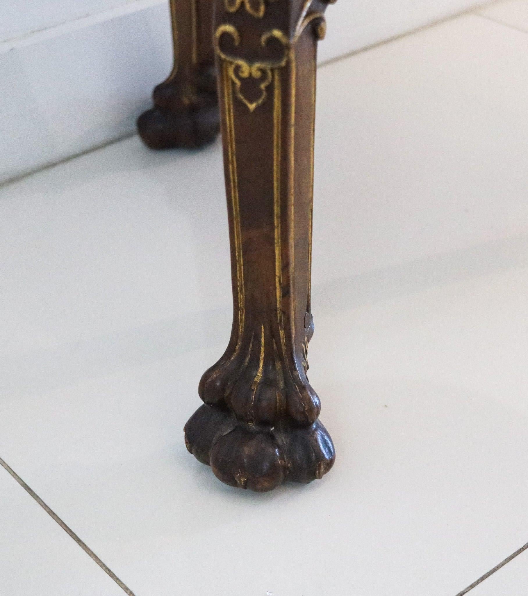 GABRIEL VIARDOT 1900 Japonisme Pedestal de dos pisos en nogal dorado y mármol en Excelente estado para la venta en Miami, FL
