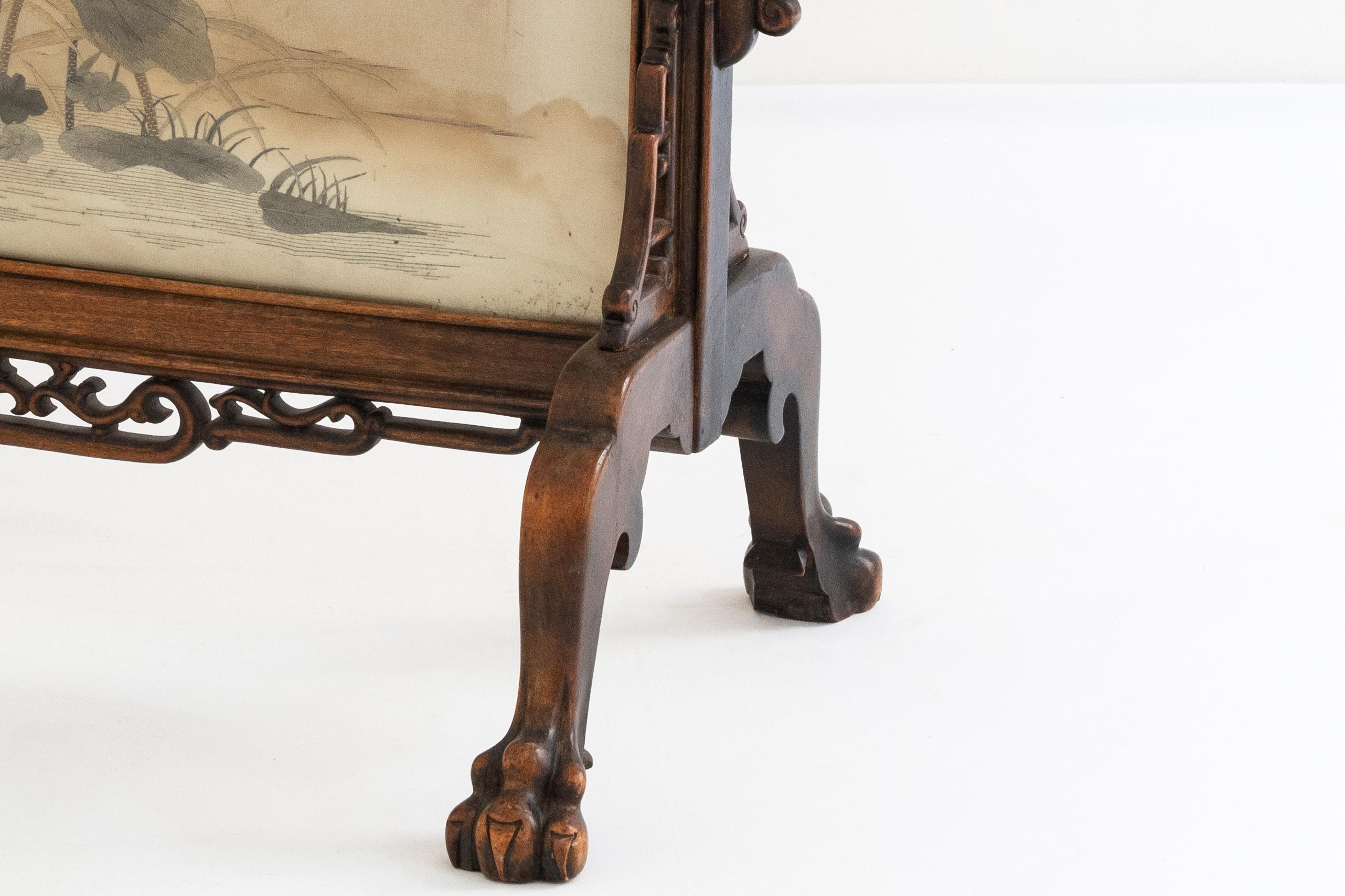 Gabriel Viardot - French 19th Century Fire Screen in Stained Wood and Dyed Silk For Sale 10