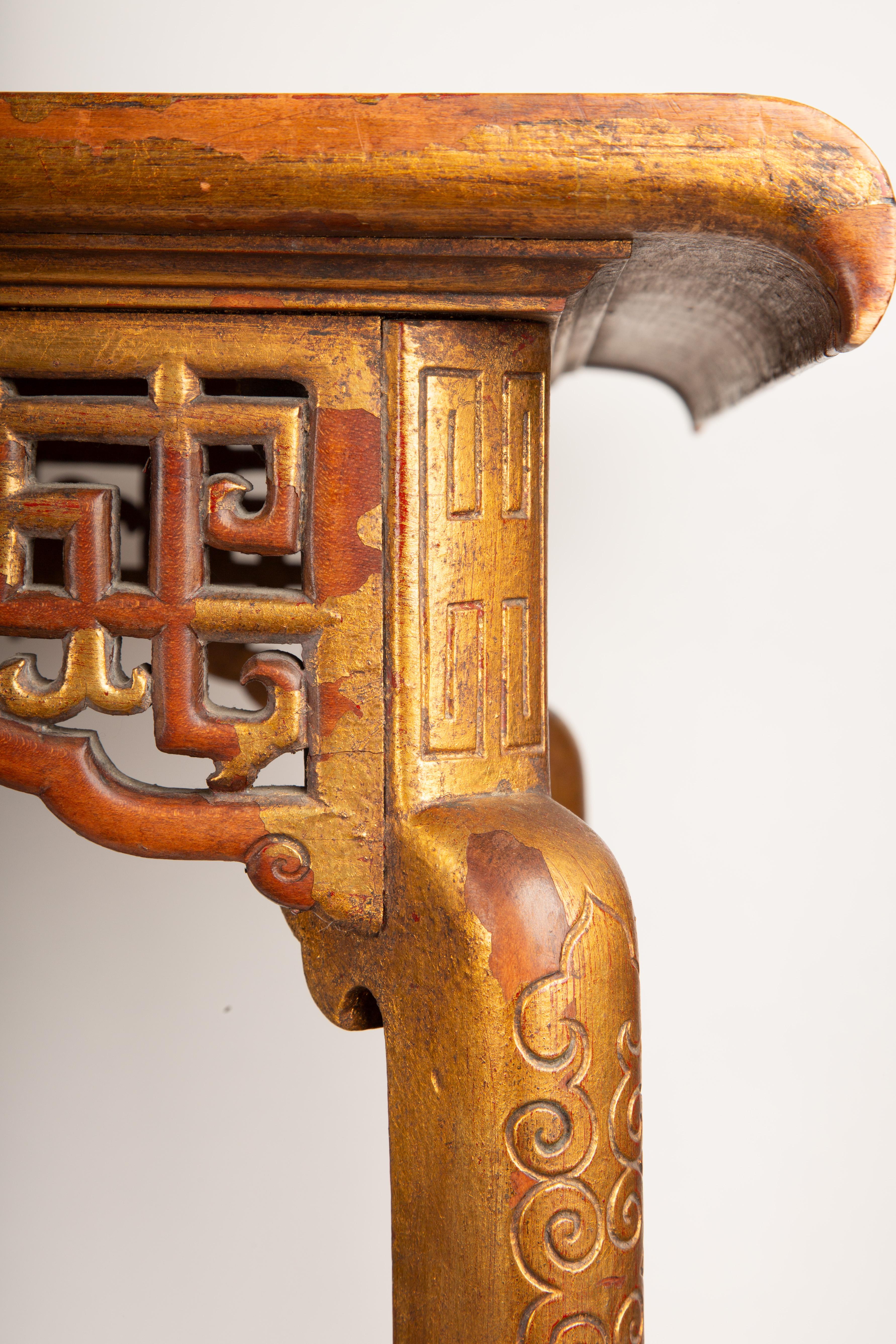Gilt Gabriel Viardot Chinoiserie Two-Tier Table with Mother-of-Pearl Inlay For Sale