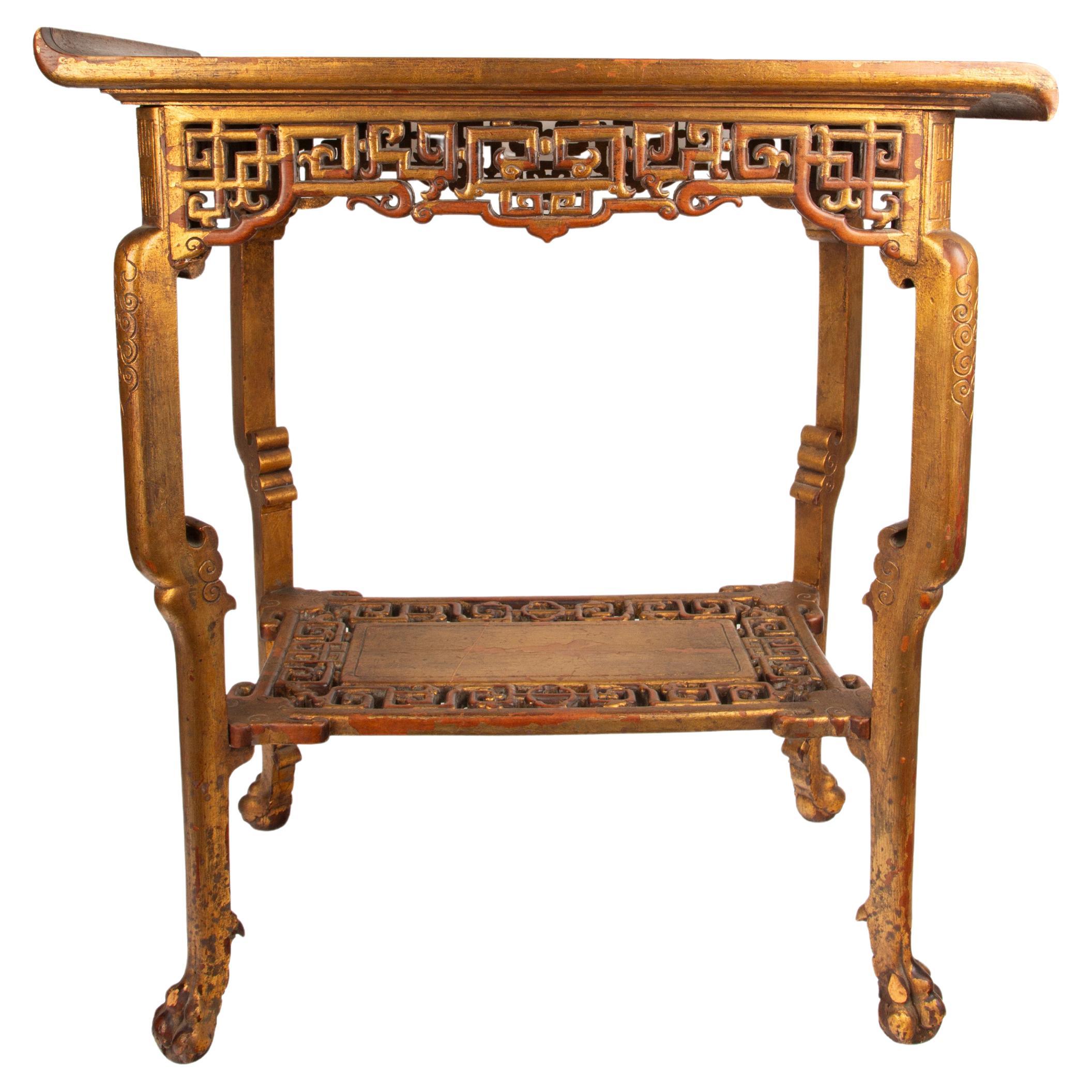 Gabriel Viardot Chinoiserie Two-Tier Table with Mother-of-Pearl Inlay For Sale