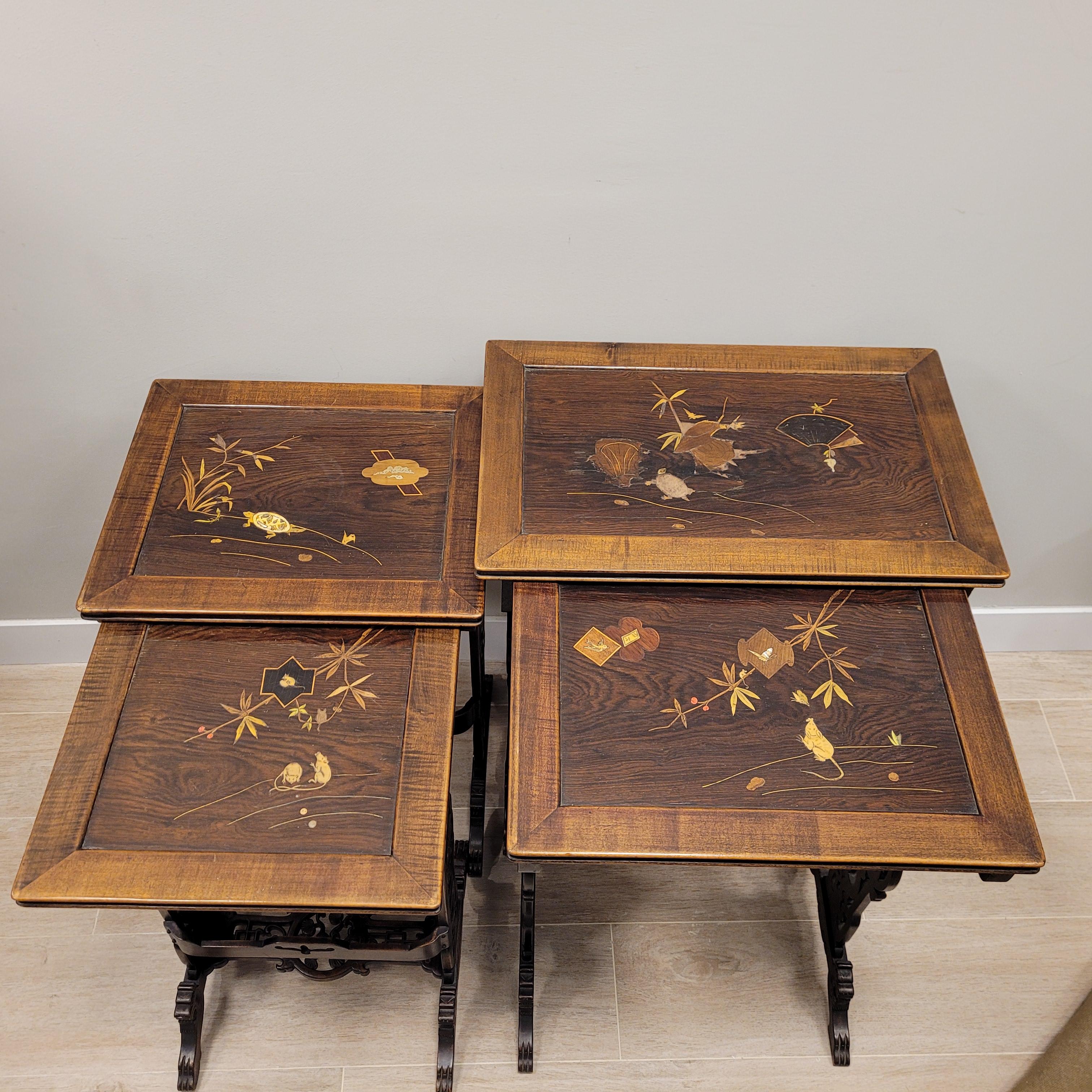 Gabriel Viardot  Ensemble de 4 tables japonaises  Art nouveau en vente 6