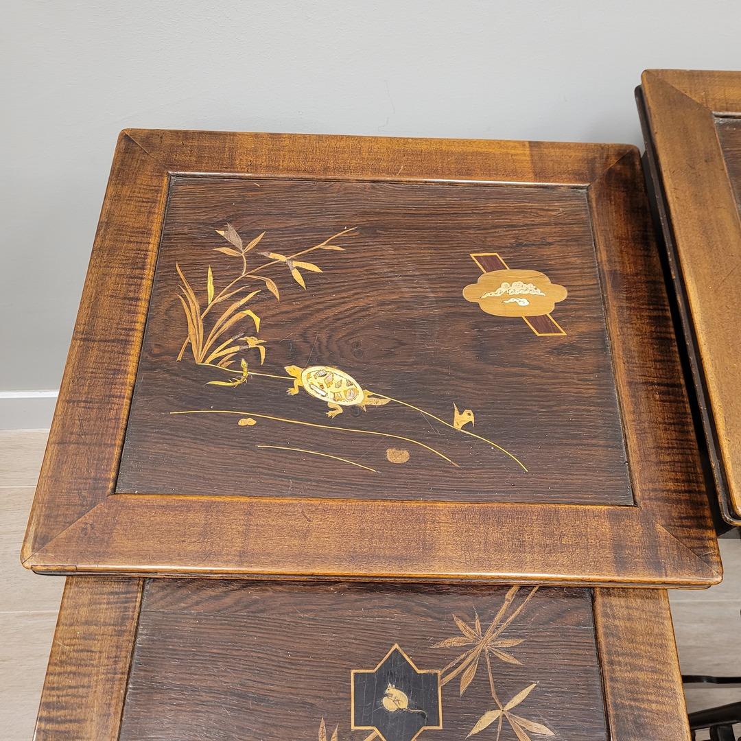 Wood Gabriel Viardot  French Nest of 4 tables japanese  Art Nouveau