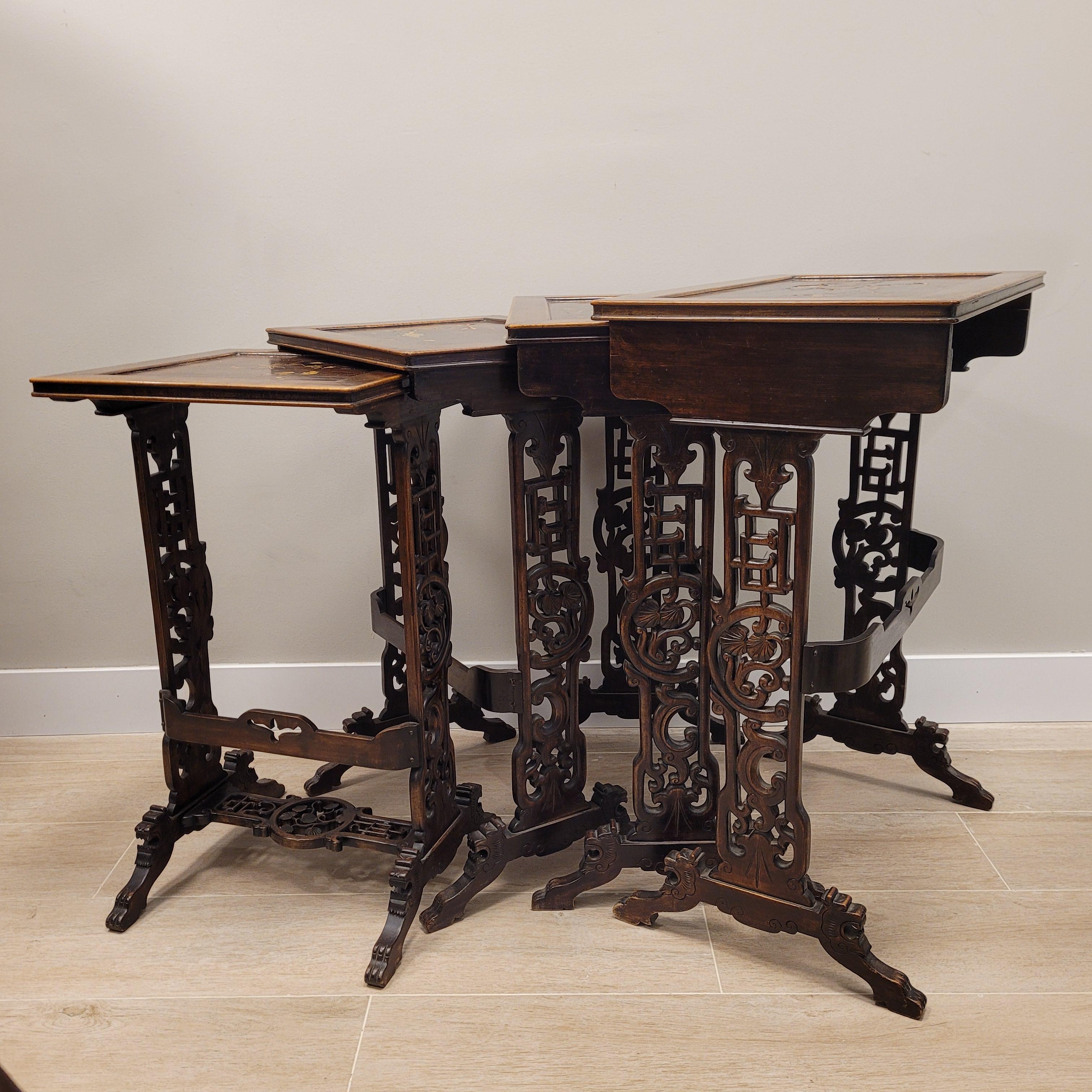 Gabriel Viardot  French Nest of 4 tables japanese  Art Nouveau For Sale 1