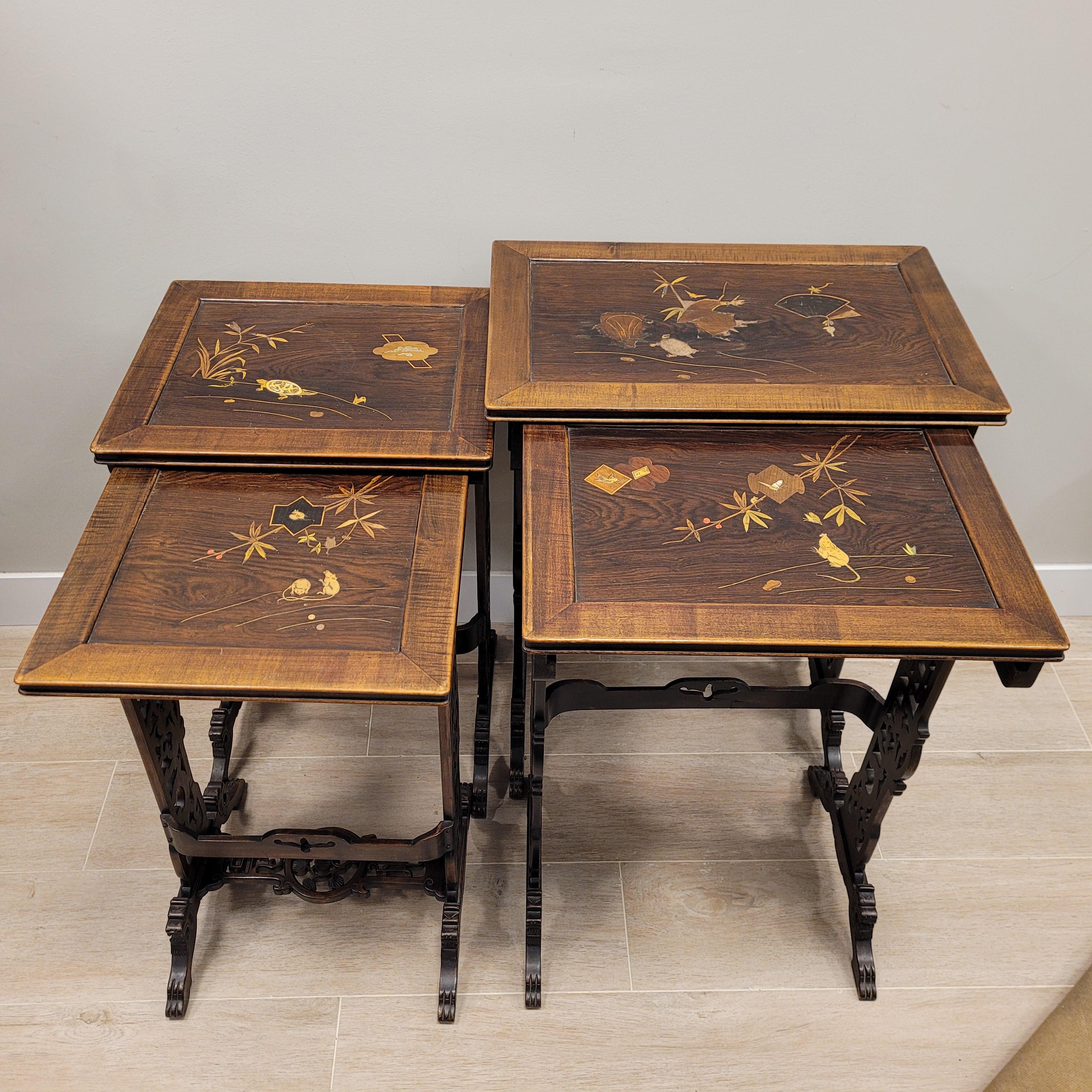 Gabriel Viardot  French Nest of 4 tables japanese  Art Nouveau For Sale 2