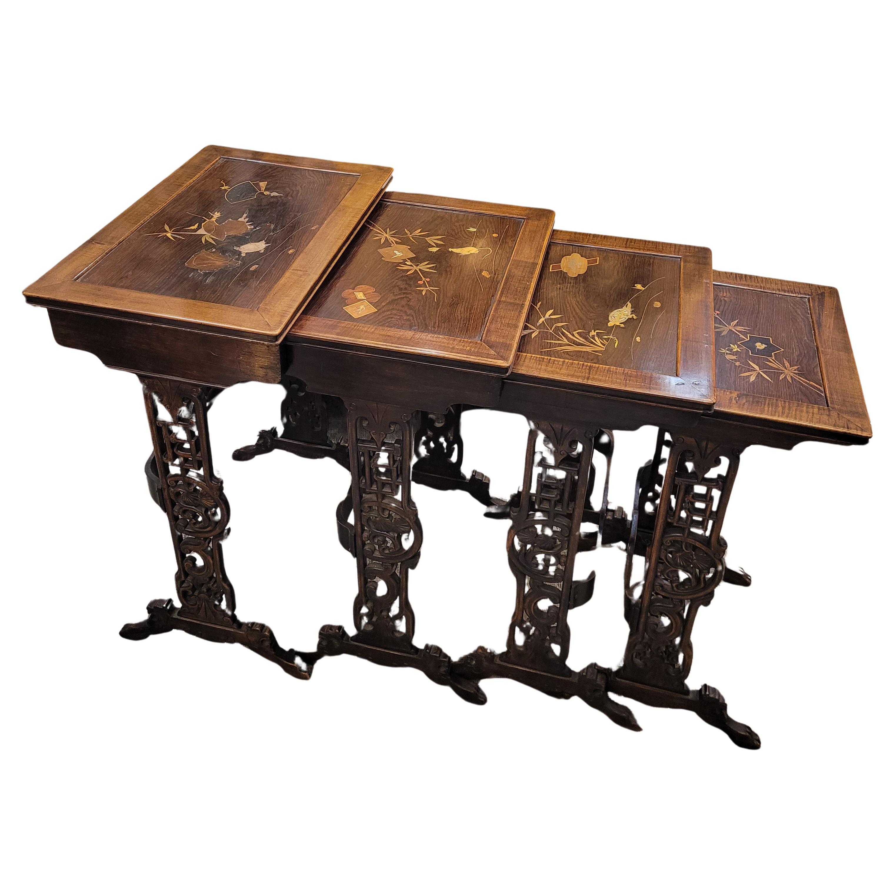 Gabriel Viardot  French Nest of 4 tables japanese  Art Nouveau For Sale