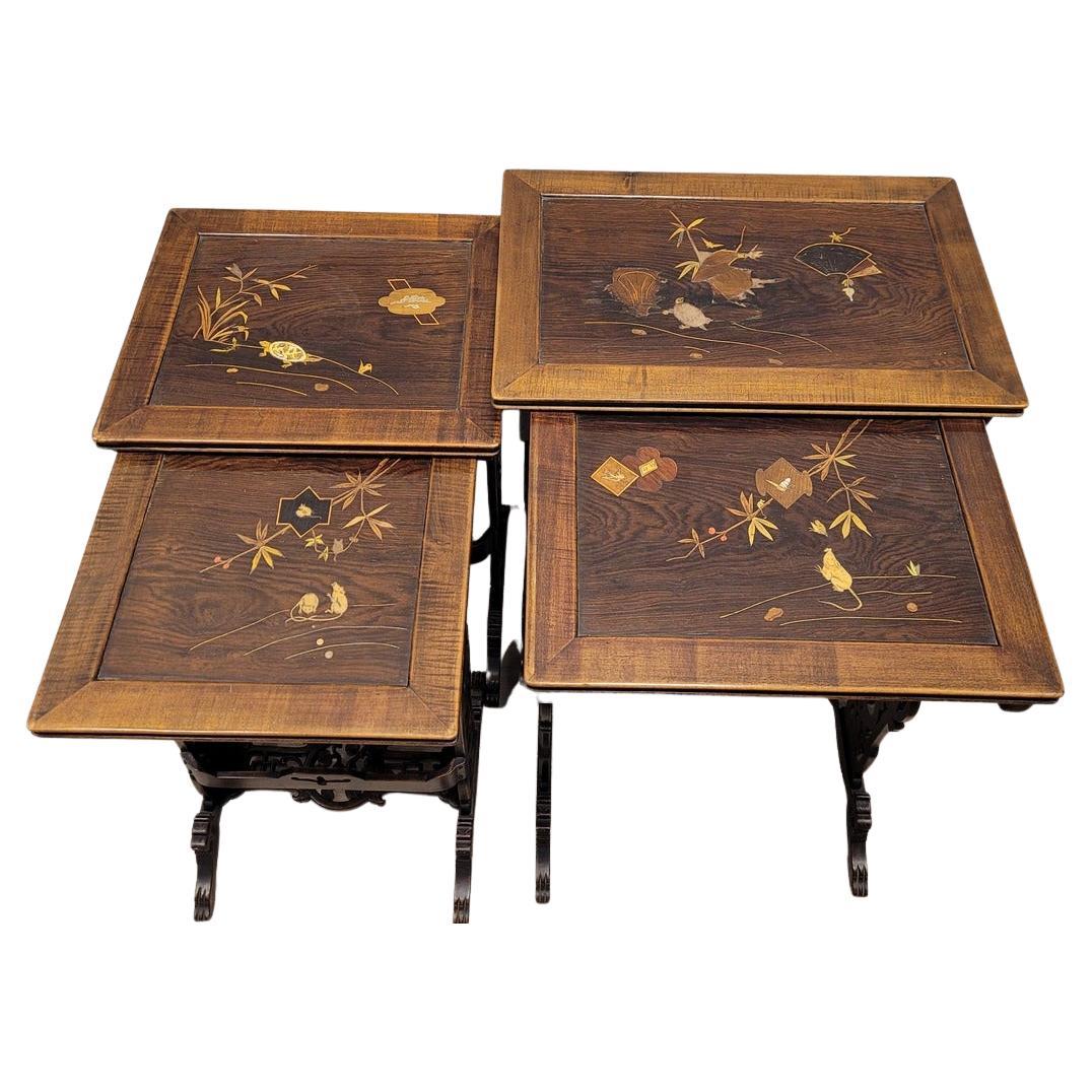 Hand-Crafted Gabriel Viardot  French Nest of 4 tables japanese  Art Nouveau