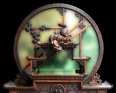 Gabriel VIARDOT – Japonist carved wooden fireplace, circa 1880