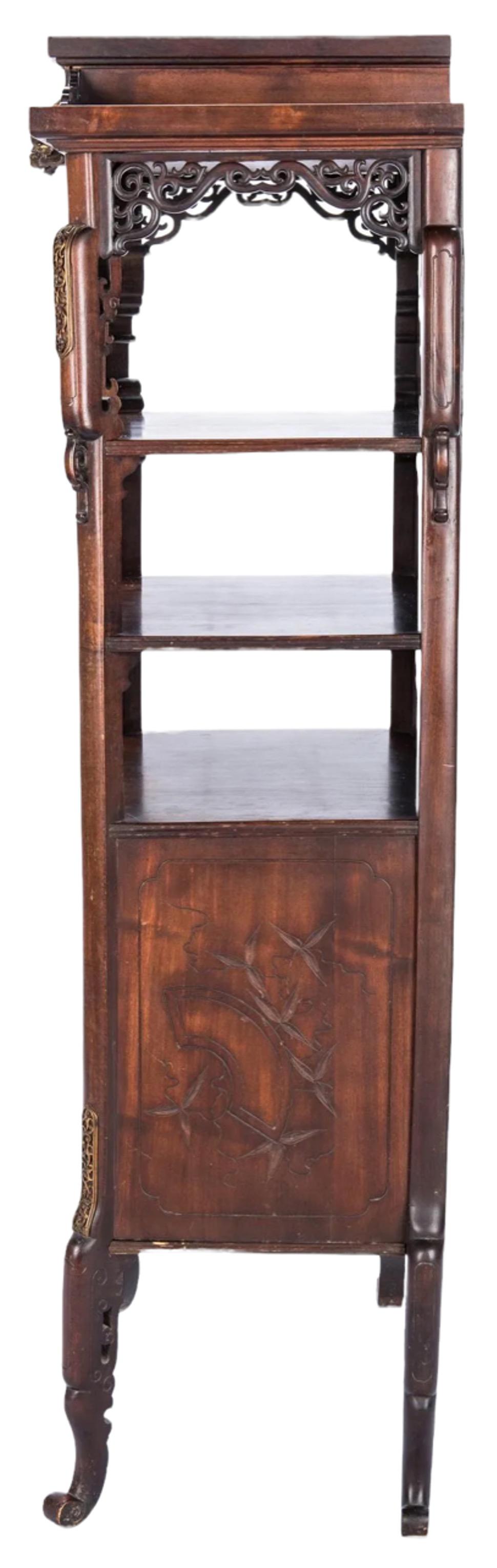 Hand-Carved Gabriel Viardot Signed 19th Century French Chinoiserie Music Cabinet For Sale