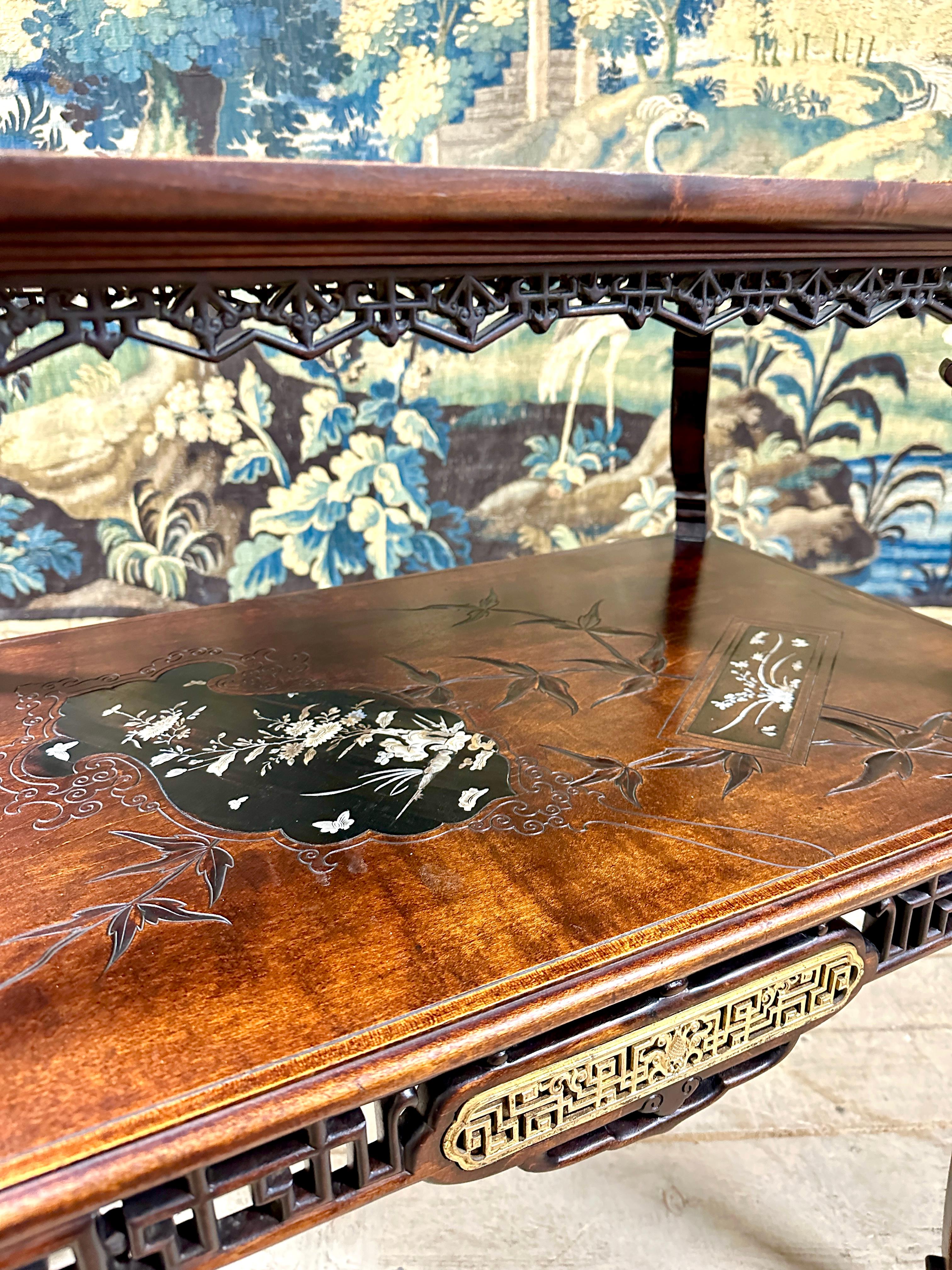 19th Century Gabriel Viardot - Tea Table In Carved Wood, Napoleon III For Sale