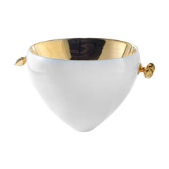 GABRIEL, White Glazed Ceramic Bowl, Handcrafted in 24-Karat Gold by Gabriella B.