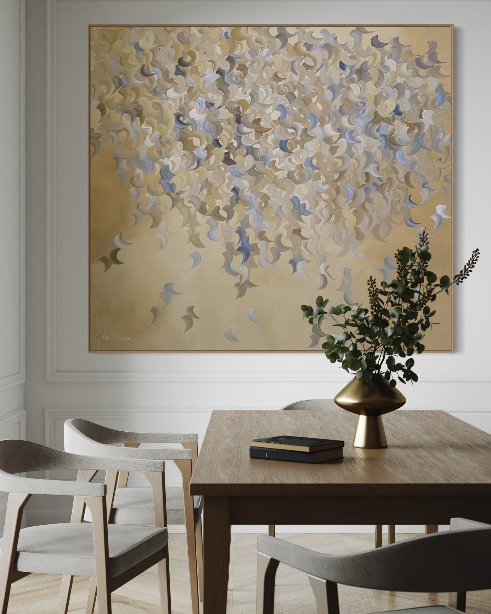 Ce tableau n'est pas tendu et n'est pas encadré. Il sera soigneusement roulé et expédié dans un tube.
 "Création de peintures abstraites à grande échelle qui évoquent la tranquillité et la présence dans n'importe quel espace. Gabriela Azar Schreiner