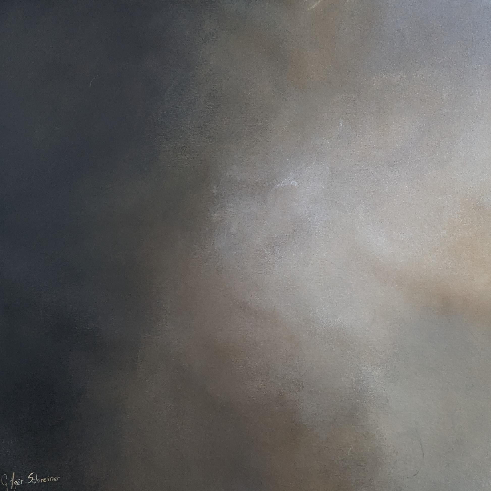 Midnight sky (black frame)  Contemporary abstract Painting - Gray Abstract Painting by Gabriela Azar Schreiner