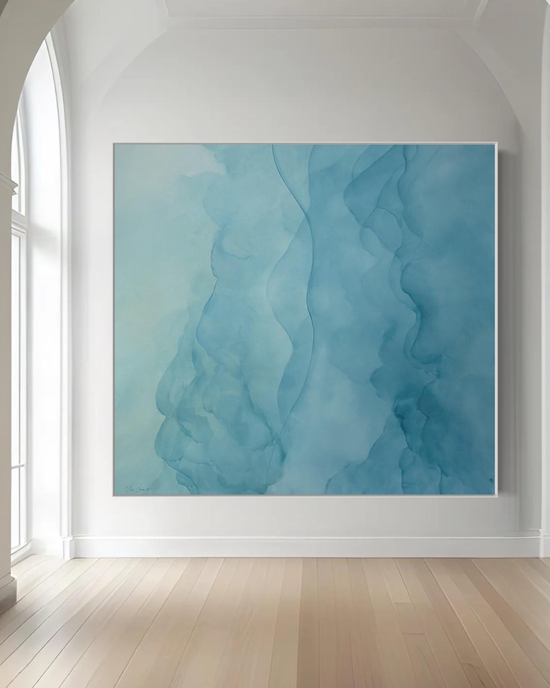 Serene flow von Gabriela Azar Schreiner. Zeitgenössische abstrakte Malerei im Angebot 1