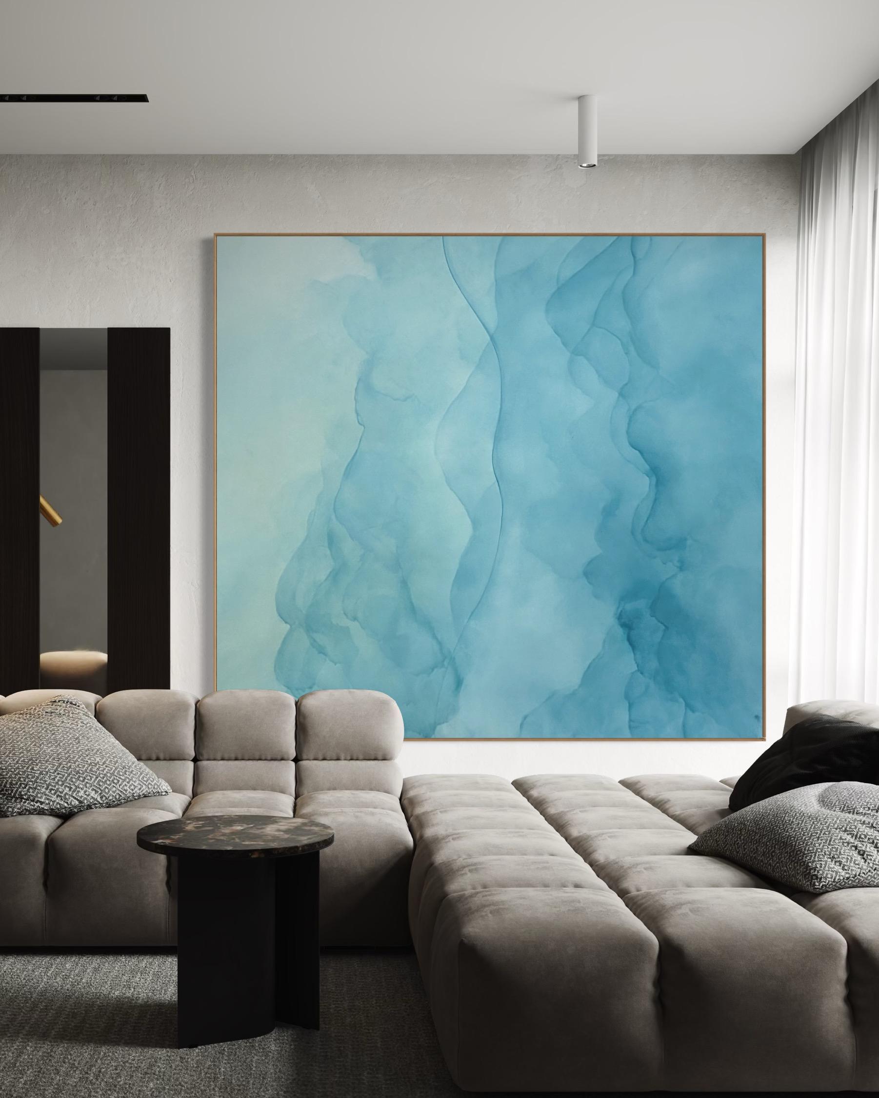 Serene flow von Gabriela Azar Schreiner. Zeitgenössische abstrakte Malerei im Angebot 2