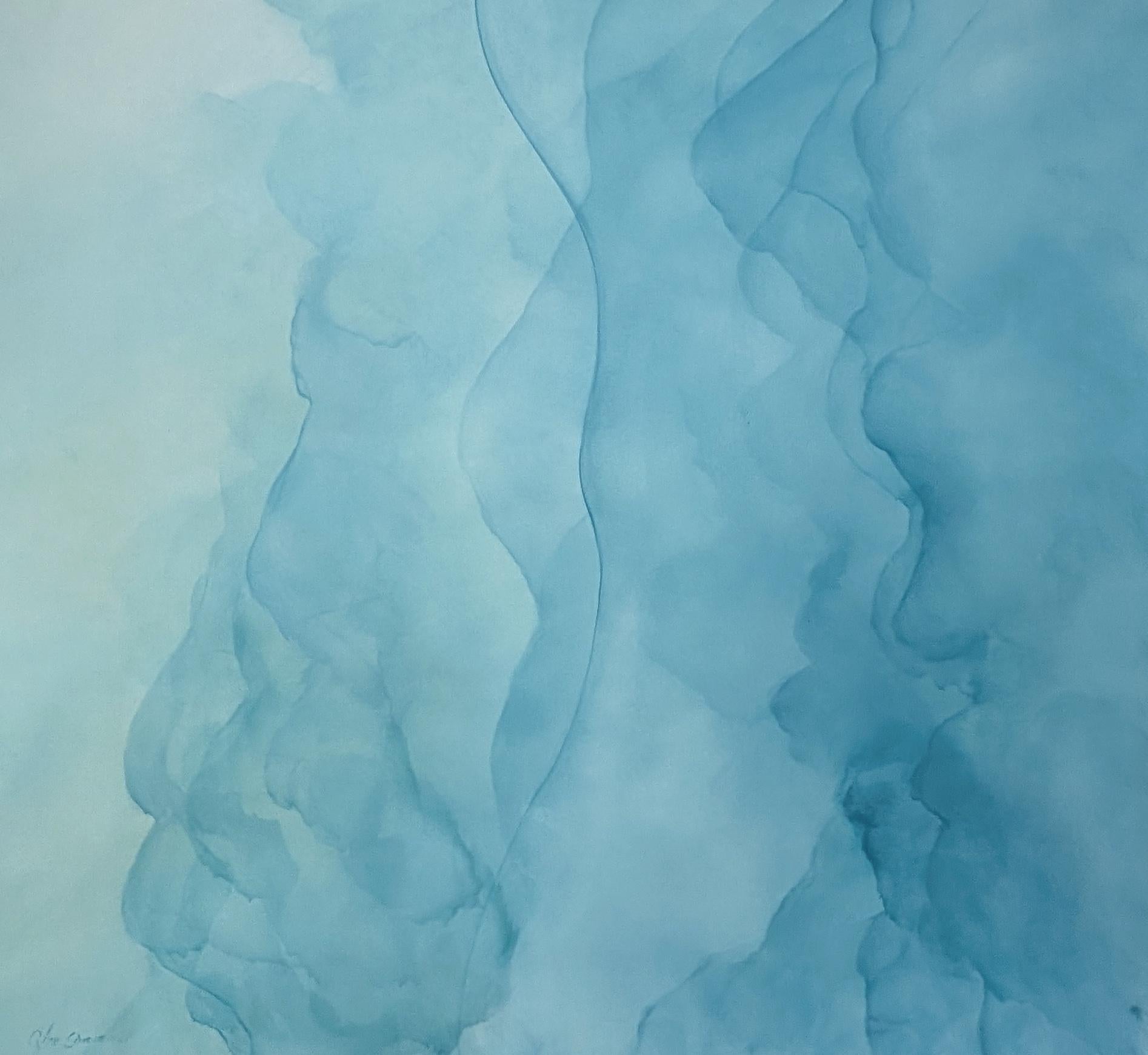 Serene flow von Gabriela Azar Schreiner. Zeitgenössische abstrakte Malerei im Angebot 4