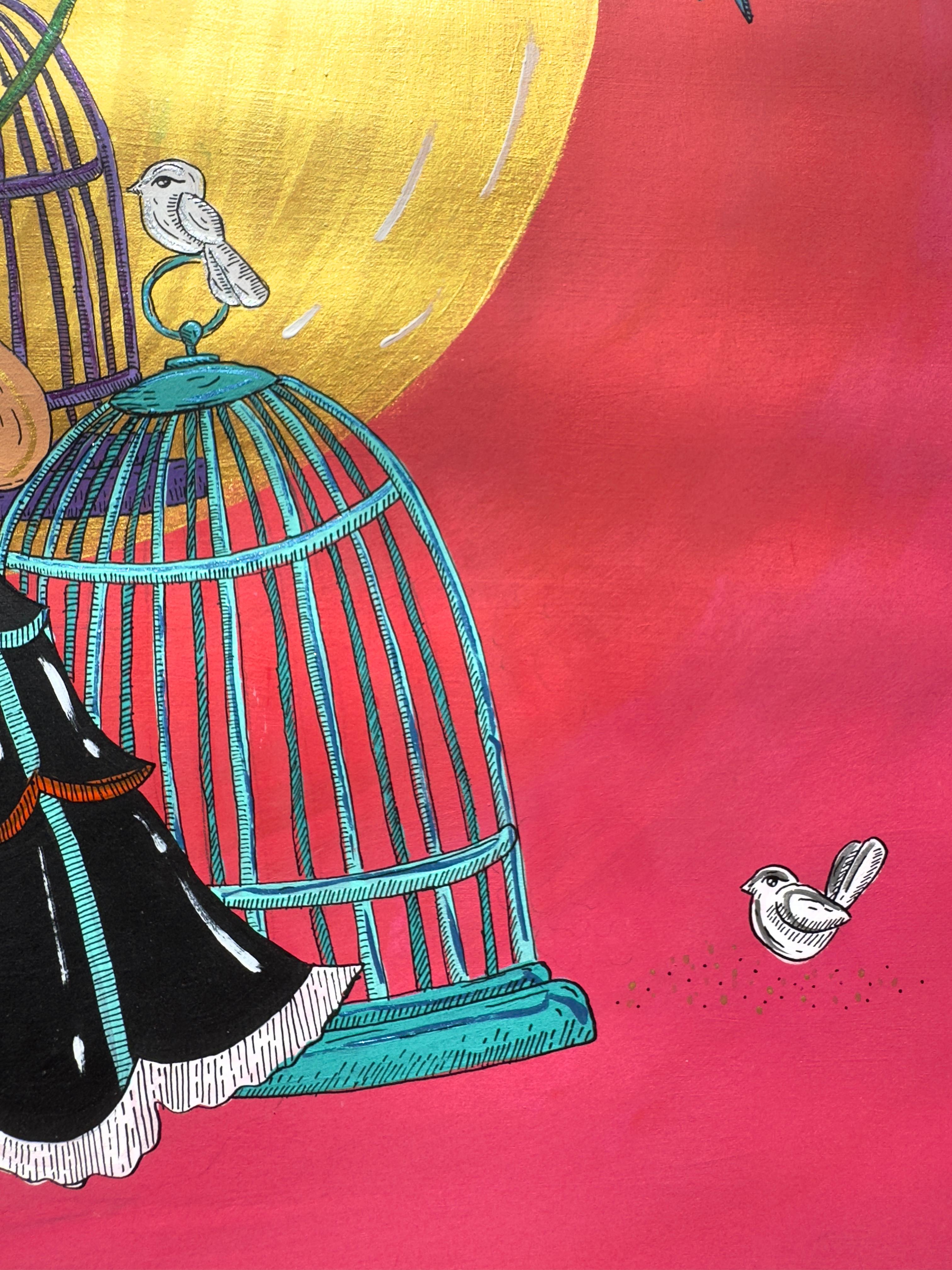 Los Amigos De Lele - Figurative Painting Rojo de  Gabriela Fournier 