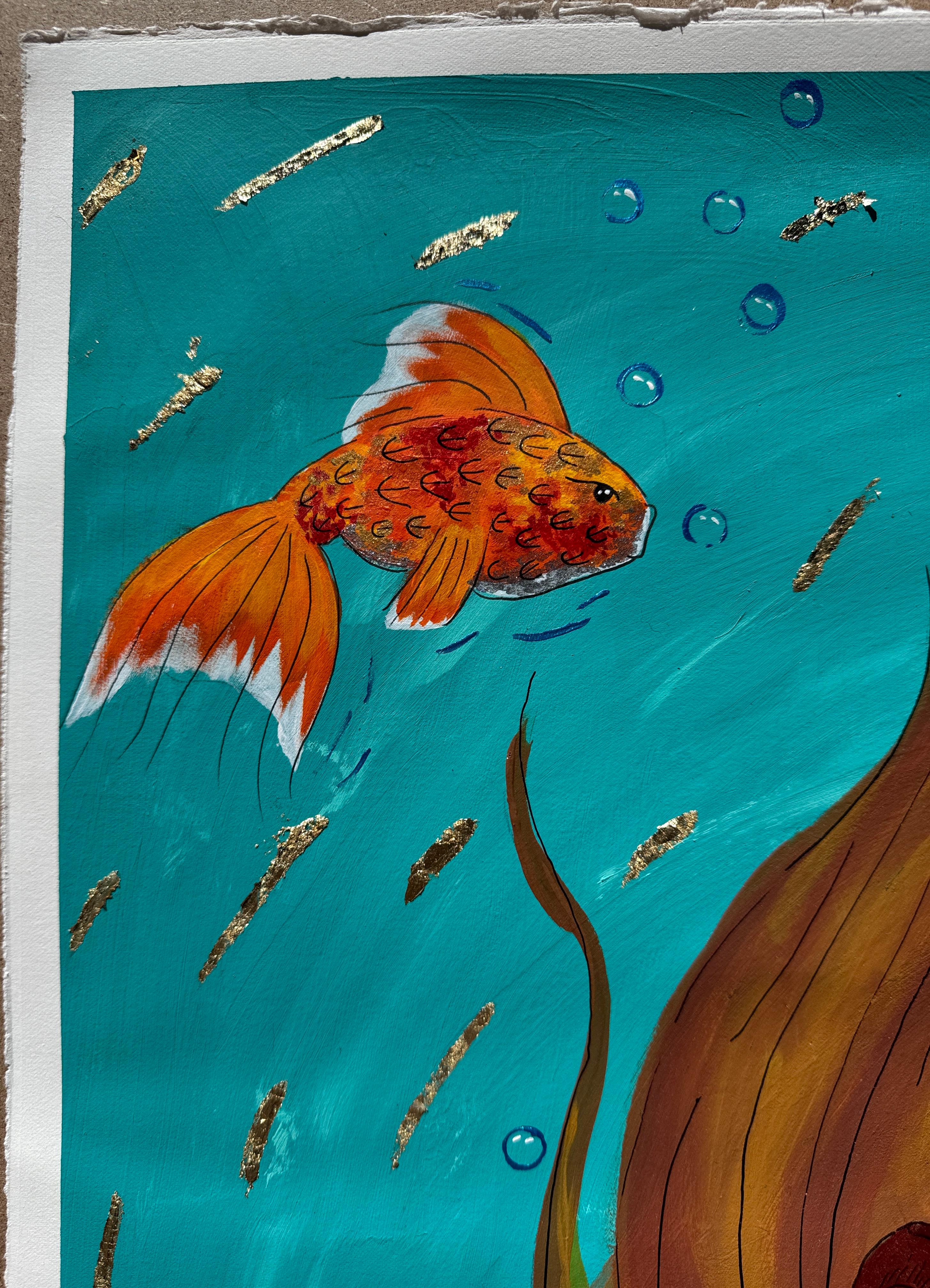 Los Peces De Lele - Figurative Painting Blu di  Gabriela Fournier 