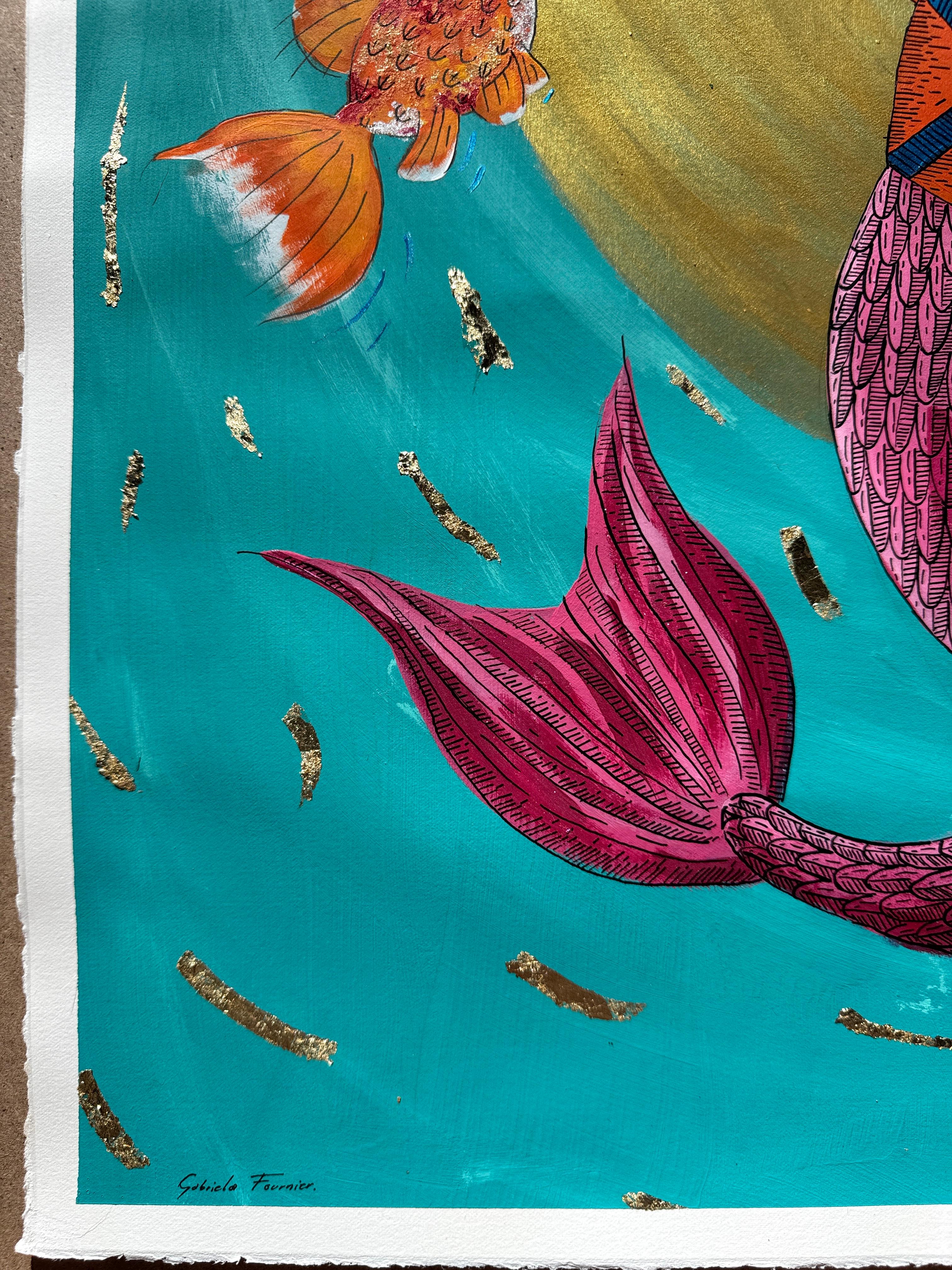 Los Peces De Lele
Artista firmato e intitolato.
Acrilico, inchiostro di china su carta d'archivio. 
Gabriela Fournier giovane artista messicana emergente, nata a Guanajuato nel 2001. Lei  ha scoperto l'arte in tenera età, ma non tutti in Messico