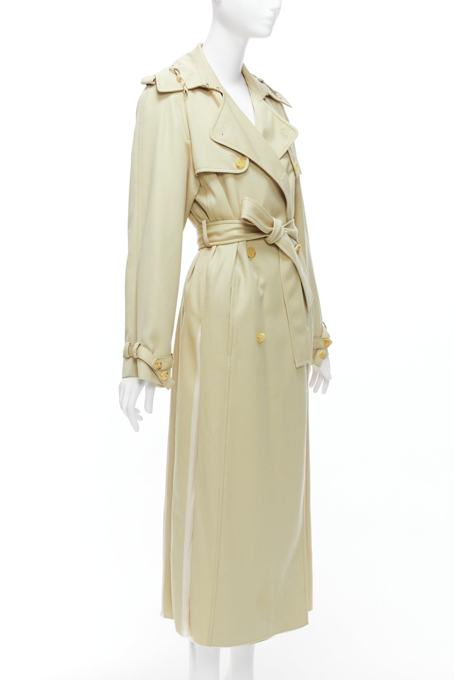 GABRIELA HEARST 100% merino wool silk trimmed pleats trench coat IT40 S In Good Condition For Sale In Hong Kong, NT
