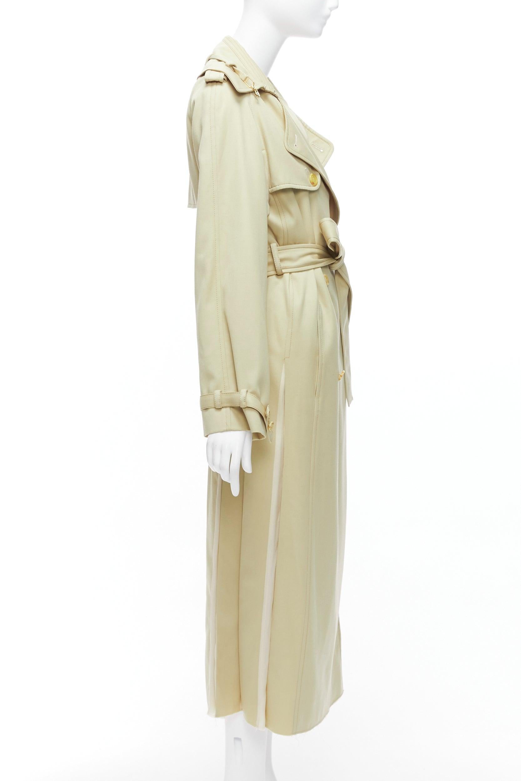 Women's GABRIELA HEARST 100% merino wool silk trimmed pleats trench coat IT40 S For Sale