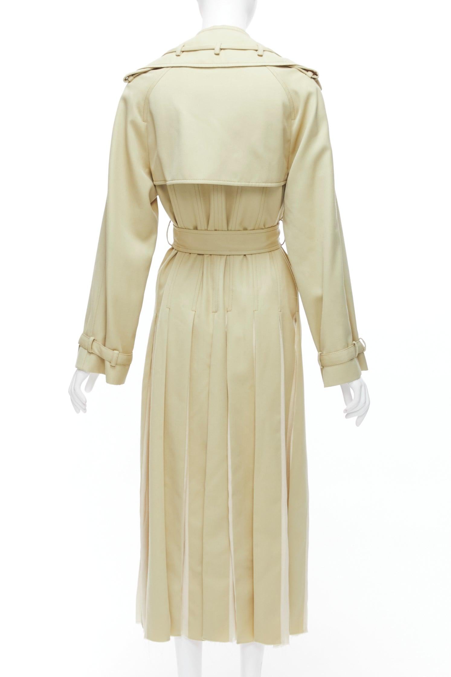 GABRIELA HEARST 100% merino wool silk trimmed pleats trench coat IT40 S For Sale 1