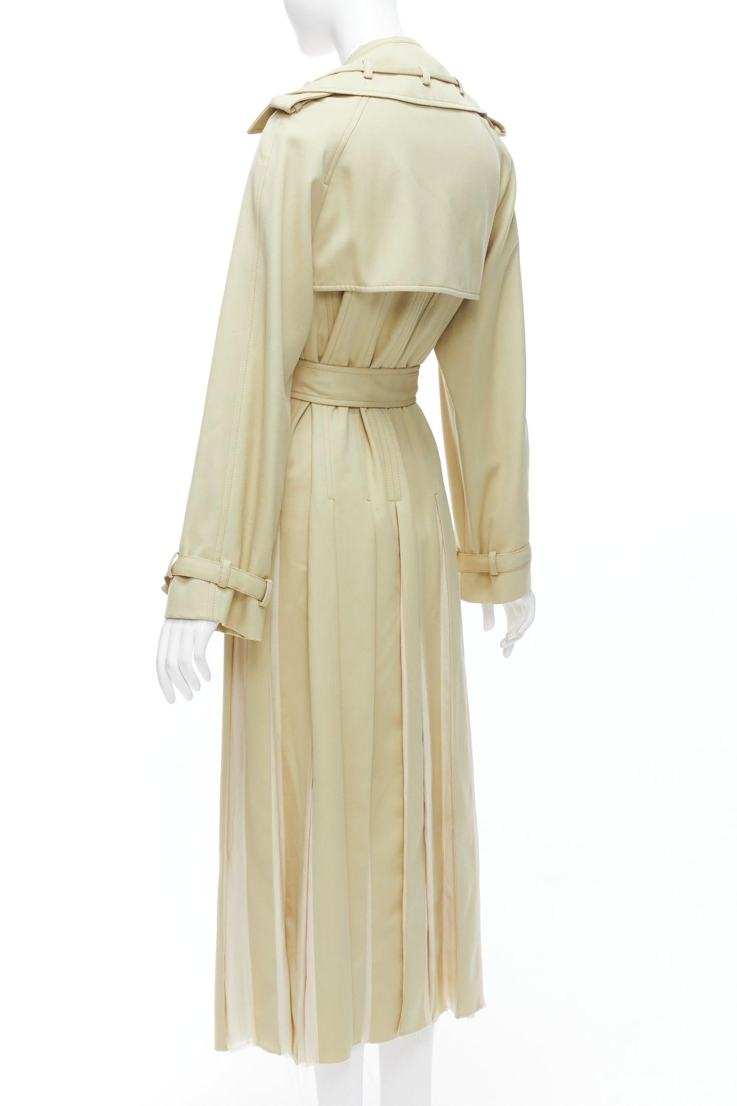 GABRIELA HEARST 100% merino wool silk trimmed pleats trench coat IT40 S For Sale 2
