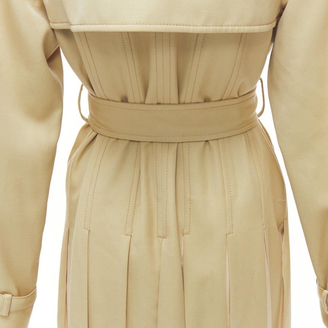 GABRIELA HEARST 100% merino wool silk trimmed pleats trench coat IT40 S For Sale 3