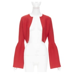GABRIELA HEARST 2021 Katlin, cárdigan corto de lana virgen roja con abertura delantera, talla XS