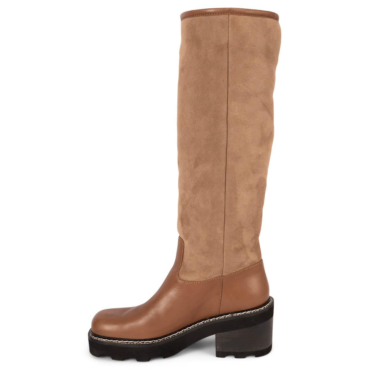 Brown GABRIELA HEARST beige & brown SHEARLING LINED SUEDE VYLOS Boots Shoes 40 For Sale
