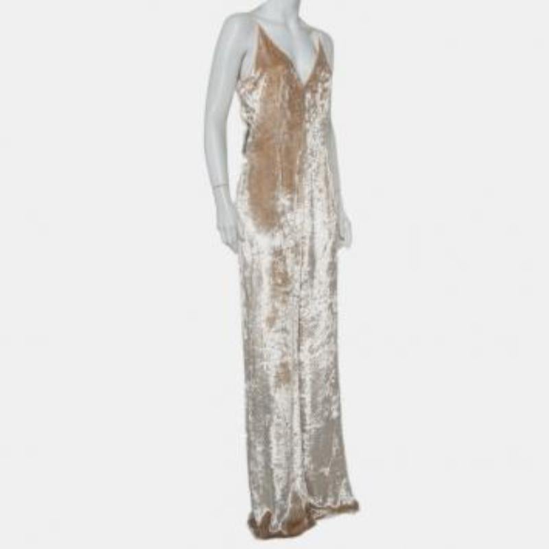 Gabriela Hearst Beige Patterned Velvet Catherine Jumpsuit M For Sale 2