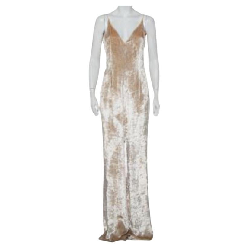 Gabriela Hearst Beige Patterned Velvet Catherine Jumpsuit M For Sale