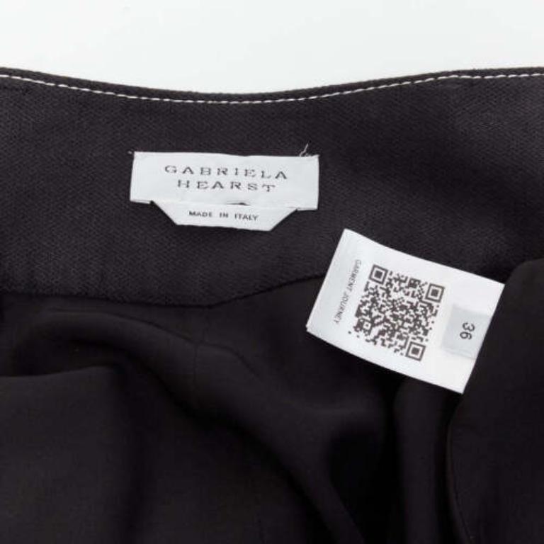 GABRIELA HEARST black 100% linen white overstitched panel wrap skirt IT36 XXS For Sale 3