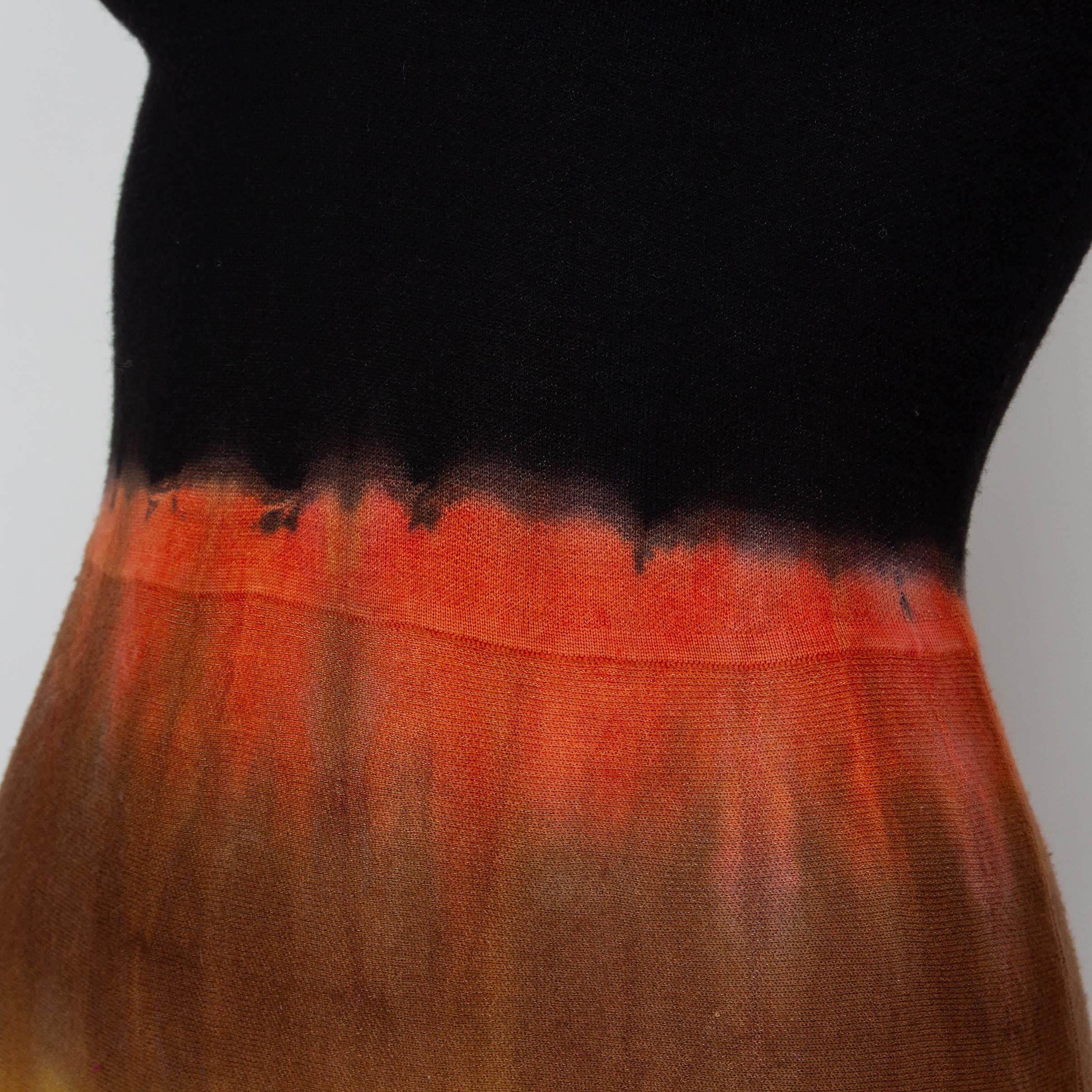 GABRIELA HEARST black cashmere & silk 2022 BERYL TIE-DYE KNIT Dress S In Excellent Condition In Zürich, CH
