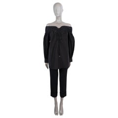 GABRIELA HEARST black cotton 2022 AUGUSTIN LACE OFF SHOULDER Shirt 42 M