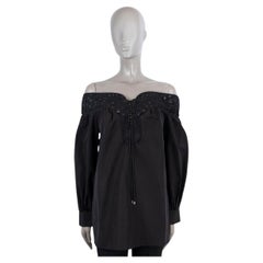 GABRIELA HEARST black cotton 2022 AUGUSTIN LACE OFF SHOULDER Shirt 42 M