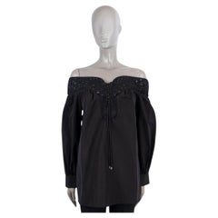 GABRIELA HEARST Schwarzes Baumwollhemd 2022 AUGUSTIN LACE OFF SHOULDER Shirt 42 M