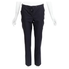 GABRIELA HEARST black cotton silver side buckles silk lined tapered crop pants