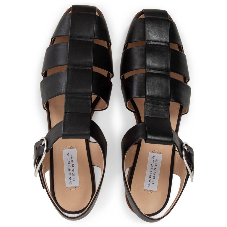 Gabriela Hearst Black Leather Lynn Buckled Flat Sandals Shoes 38 For Sale At 1stdibs