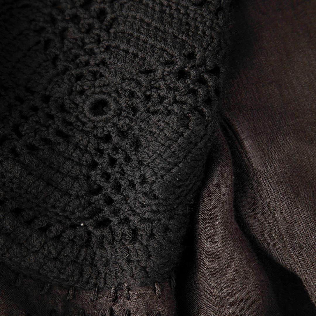 Women's Gabriela Hearst Black Linen Crochet Detail Blouse Size M