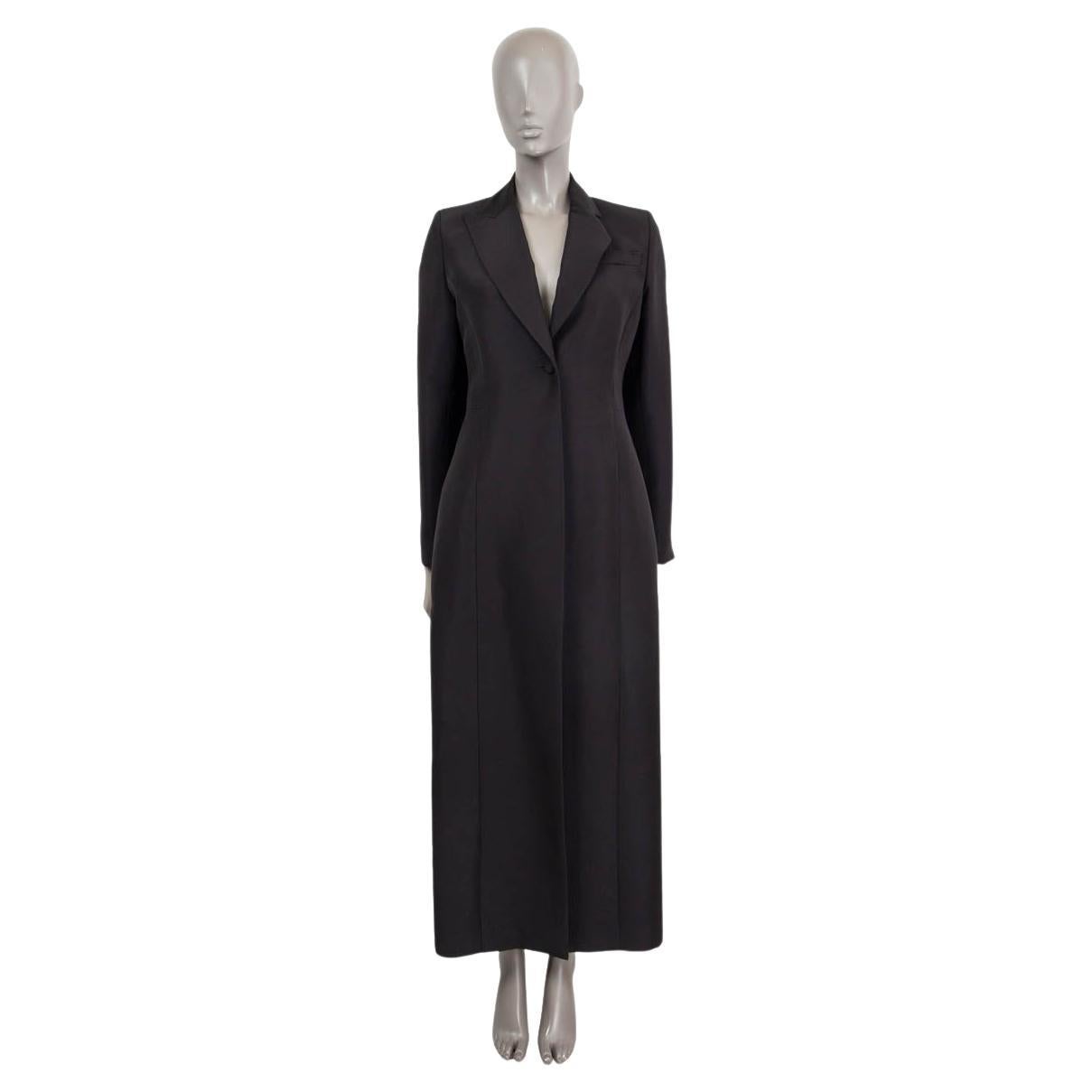 GABRIELA HEARST black silk & cotton SATIN LONG Coat Jacket 4 XS